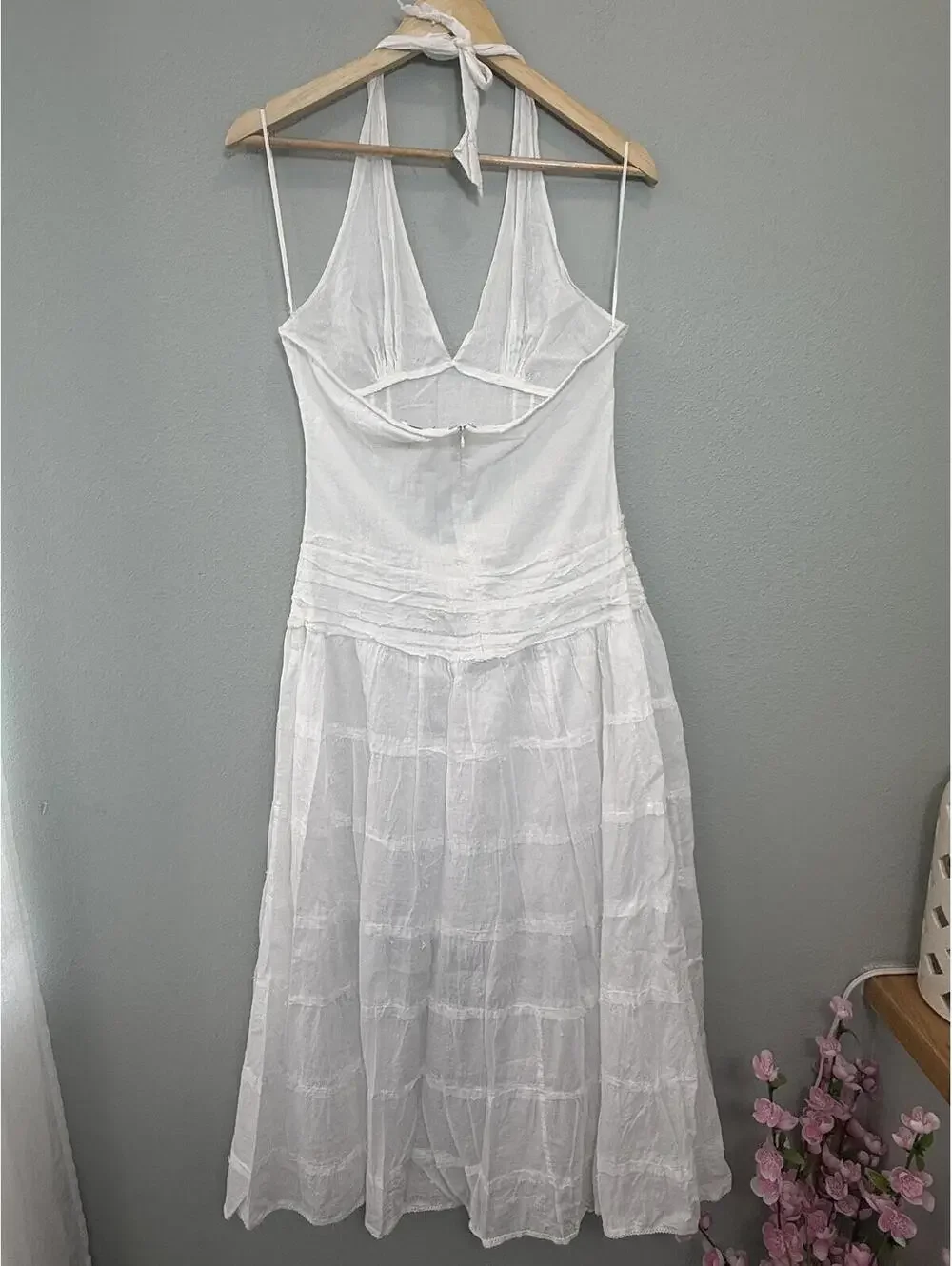 A-list by Wrapper 100% Cotton White Halter Summer Dress - Women's small - Picture 6 of 8